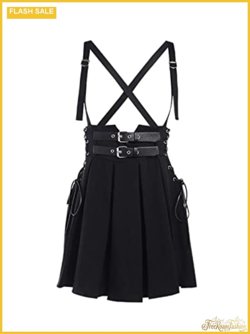 Pleated Halter Mini Skater Skirt High Waist Lace-Up